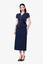 Chân váy công sở dáng dài xược gân