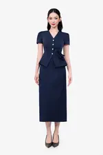 Chân váy công sở dáng dài xược gân