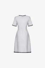 Đầm tweed chữ A công sở viền ren đen