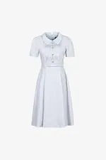 Đầm công sở chữ A cổ sen xếp ly ngực