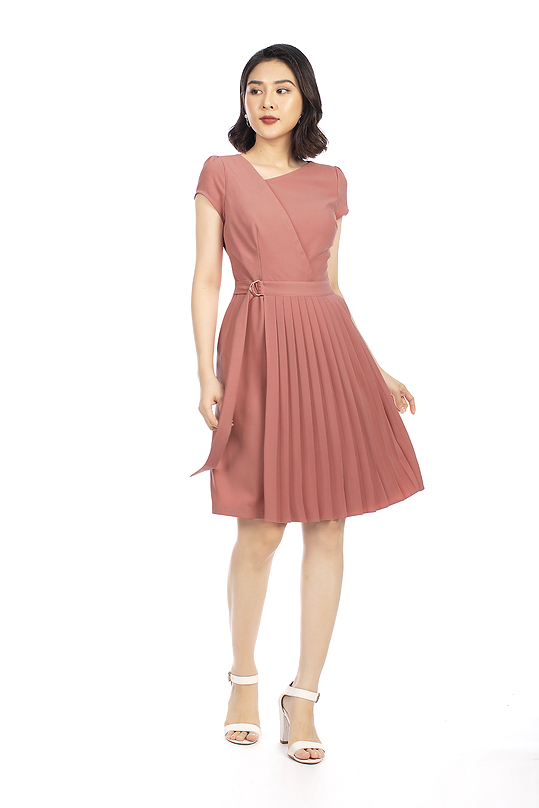 Váy chữ a nhấn eo tùng váy xếp ly KK98-16