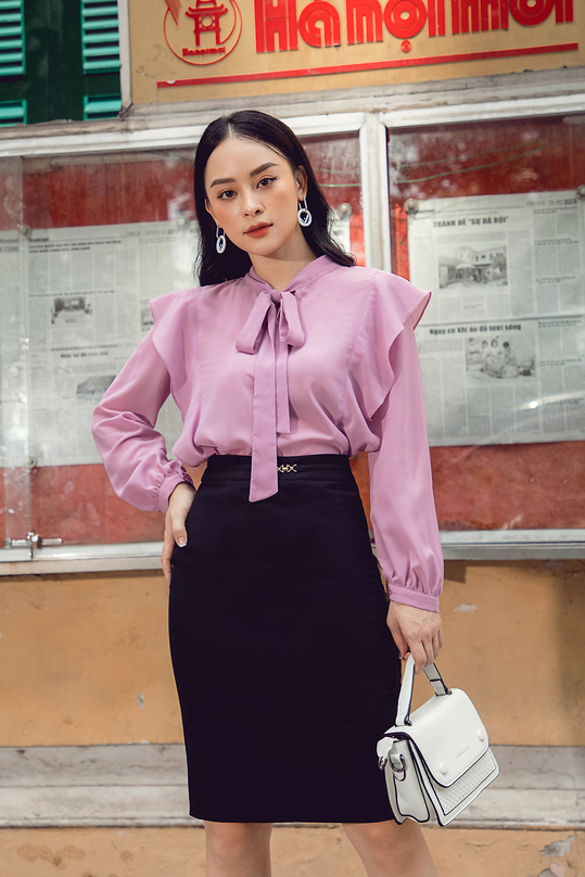 Áo sơ mi tay dài tím lilac ASM05-01