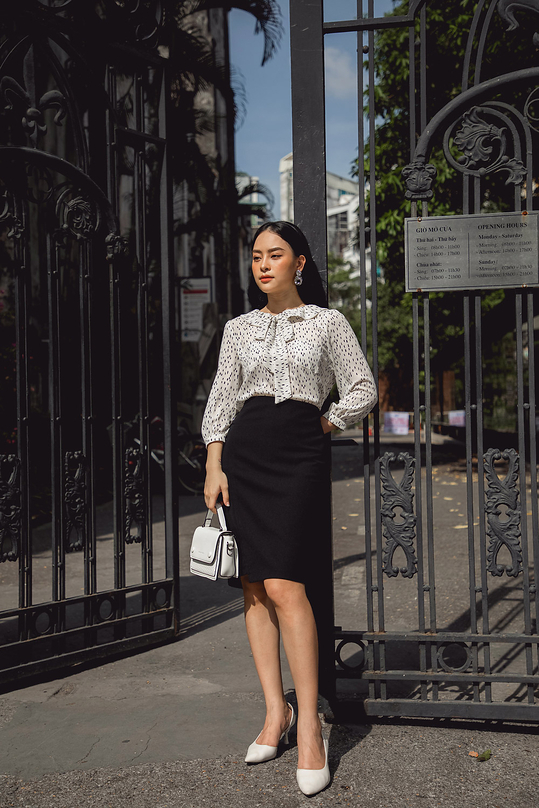 Chân váy bút chì đen tùng bất đối xứng CV02-17