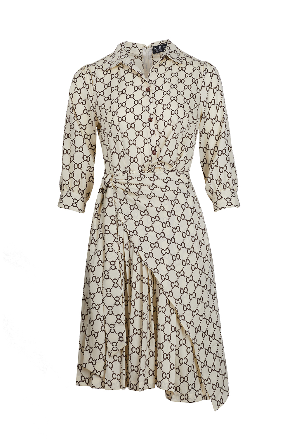 Đầm sơ mi tay lửng tùng xếp ly cách điệu 