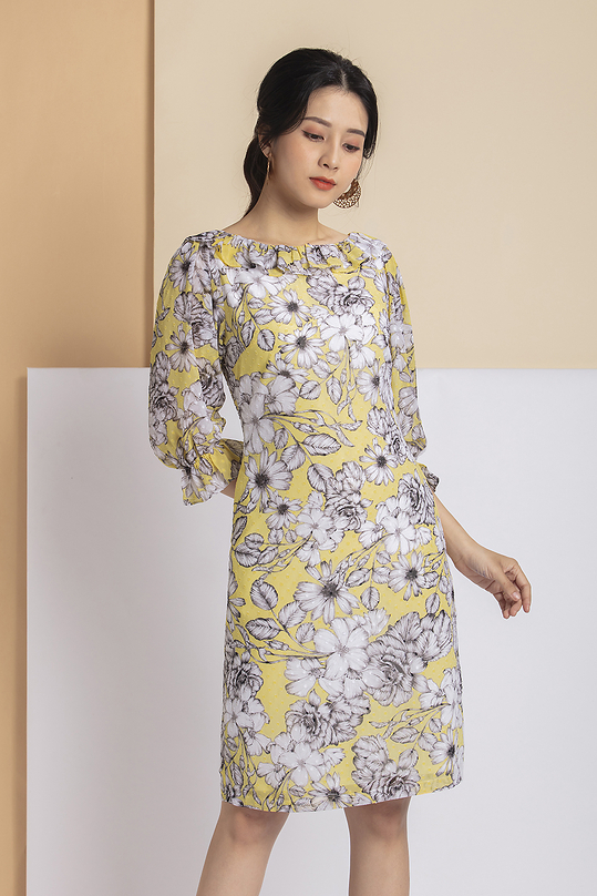 Váy hoa tay lỡ dáng suông viền bèo KK99-30