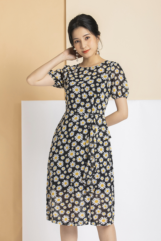 Váy chữ a họa tiết hoa viền bèo KK100-13