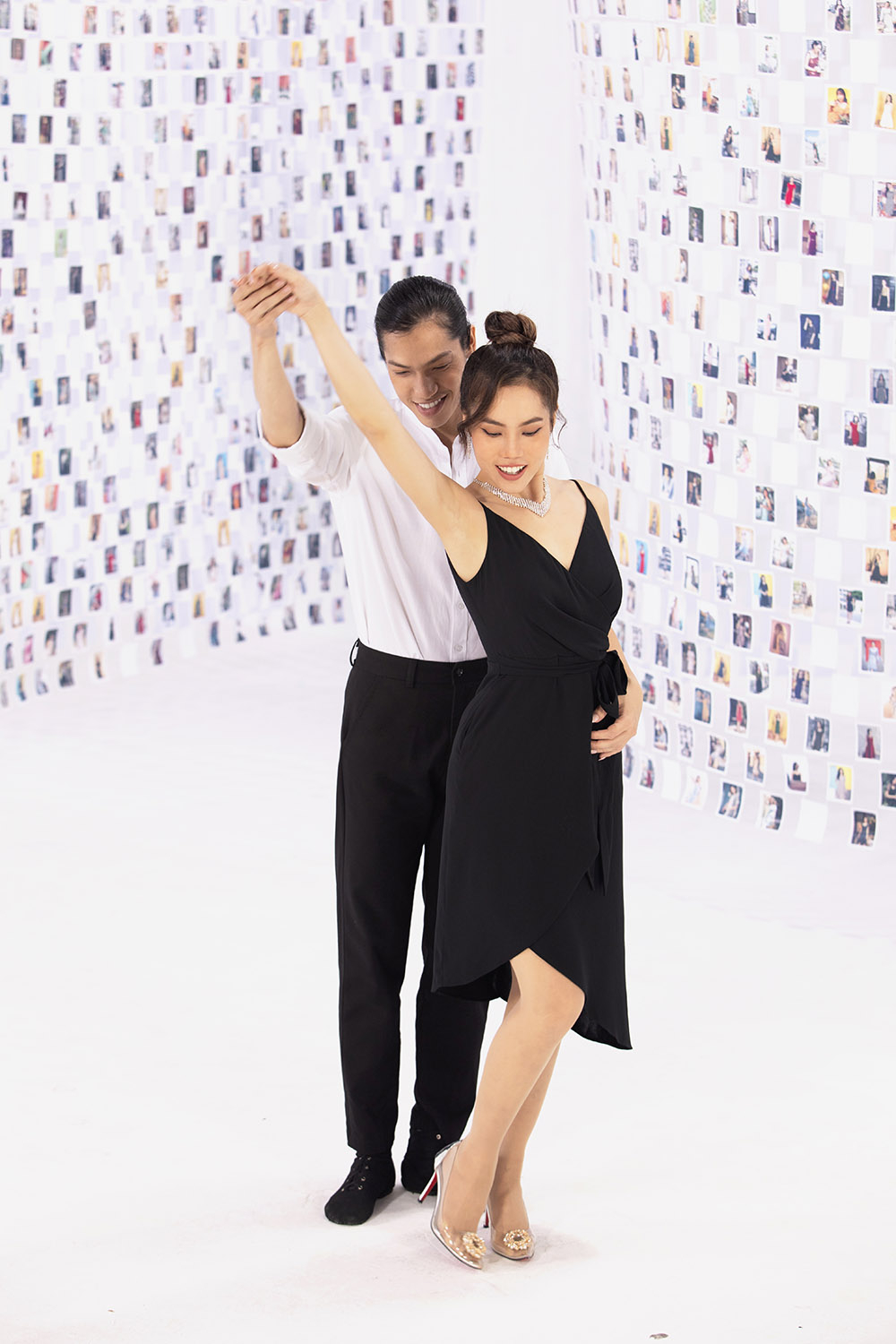 Đầm hai dây tùng váy đắp xéo eo đính nơ KK98-05