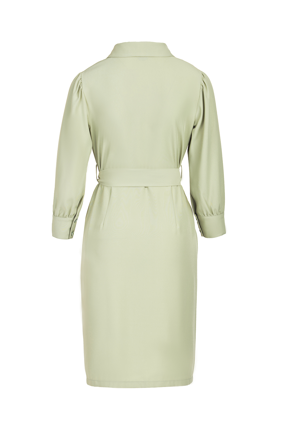 Đầm sơ mi tay dài thắt nơ eo 