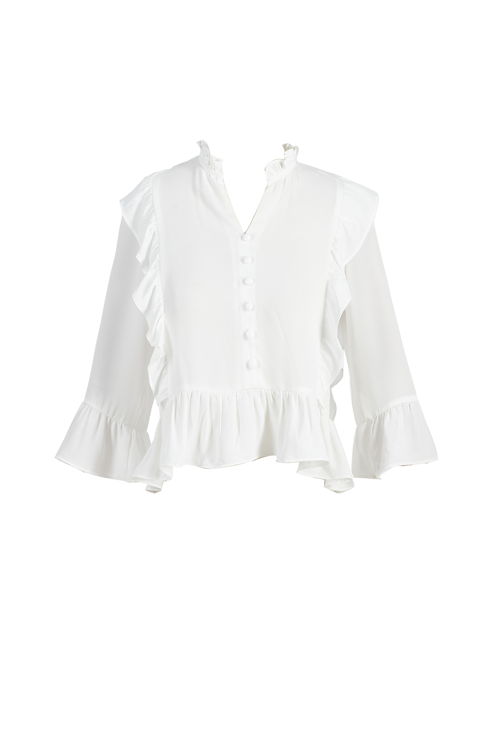 Áo sơ mi trắng viền bèo 