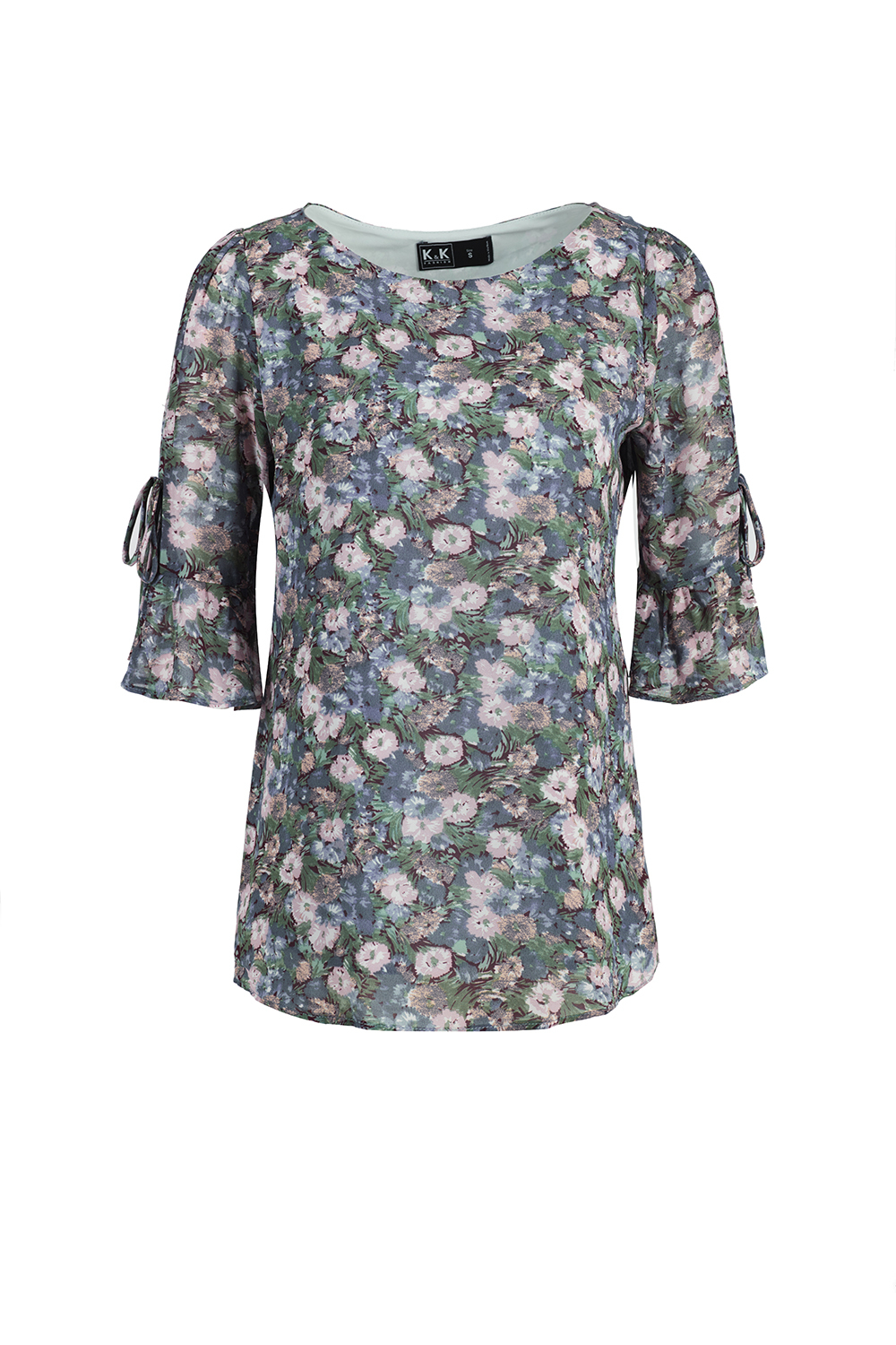 Áo voan họa tiết hoa tay lỡ 