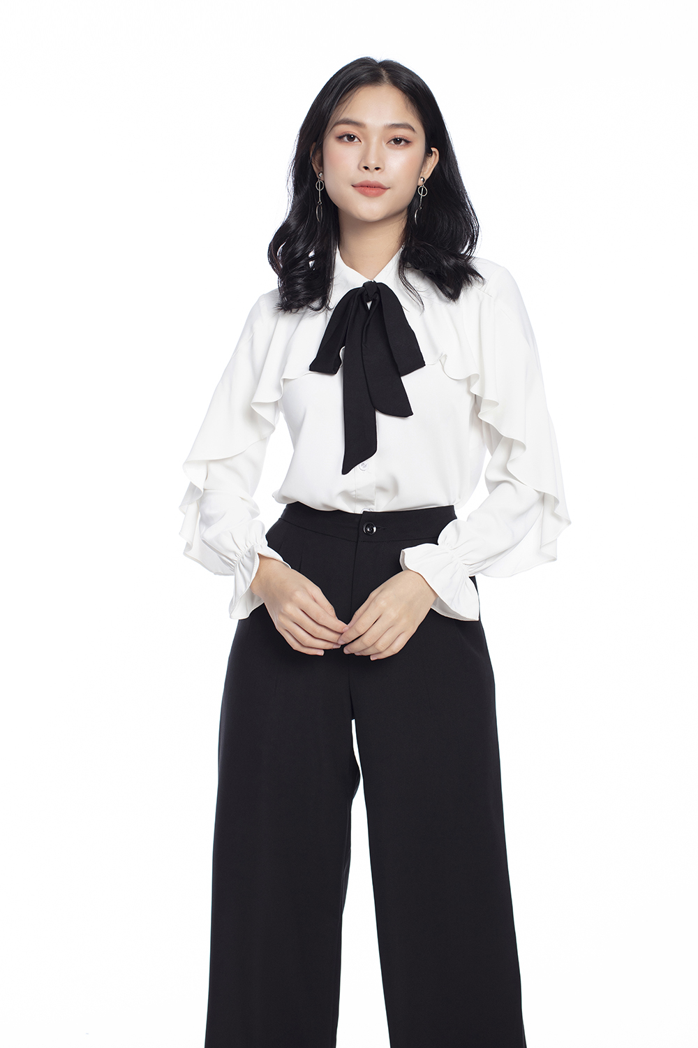 Quần tây suông rộng màu đen 