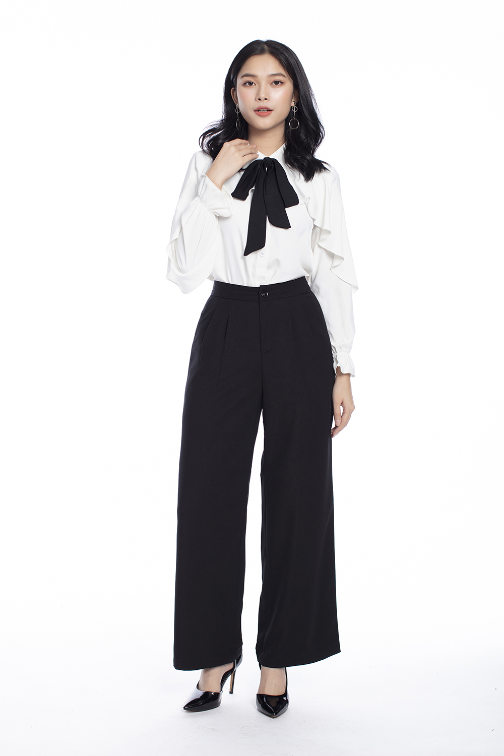 Quần tây suông rộng màu đen 