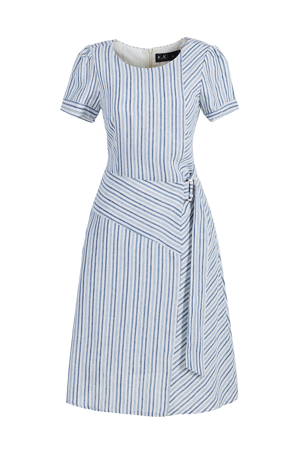 Đầm xòe họa tiết kẻ nhấn eo 