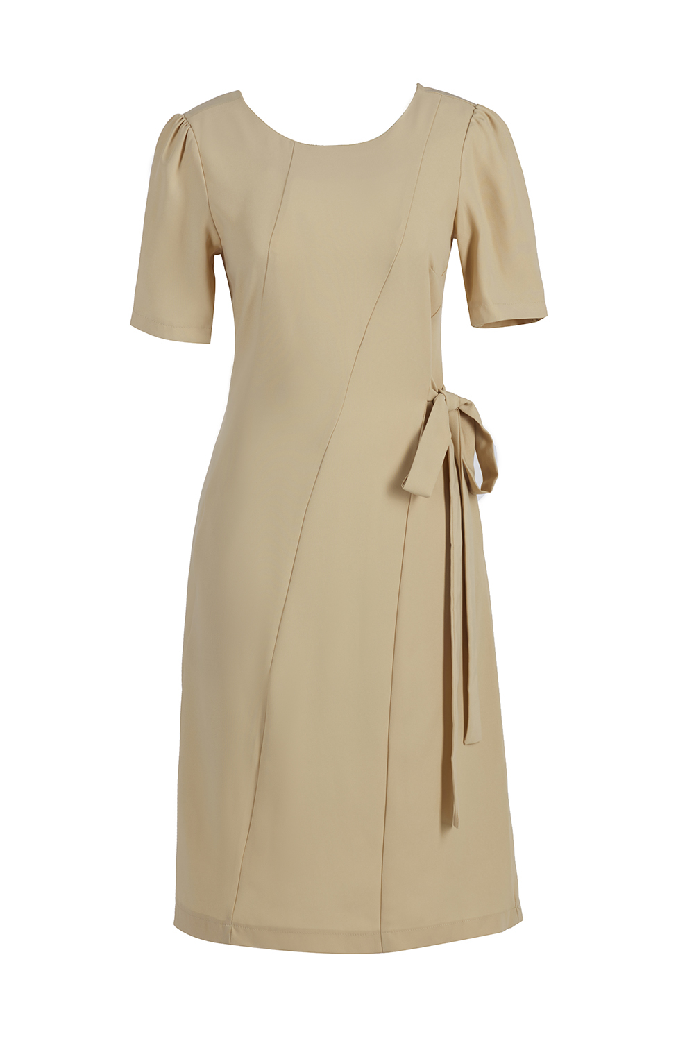 Đầm chữ A cổ tròn eo thắt nơ 