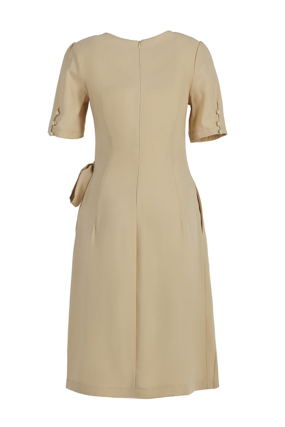 Đầm chữ A cổ tròn eo thắt nơ 