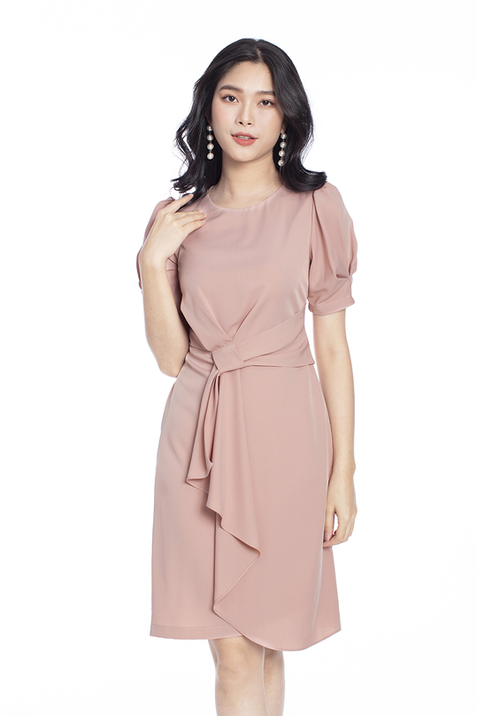 Đầm chữ A nhấn eo tùng váy quấn KK101-04