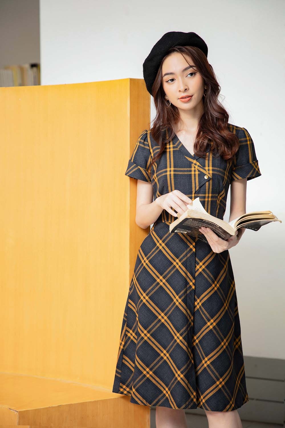 Váy bầu thiết kế kẻ caro cổ vuông N&A Mom | Shopee Việt Nam