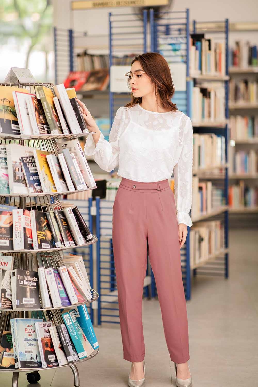 Quần baggy hồng 2 túi 