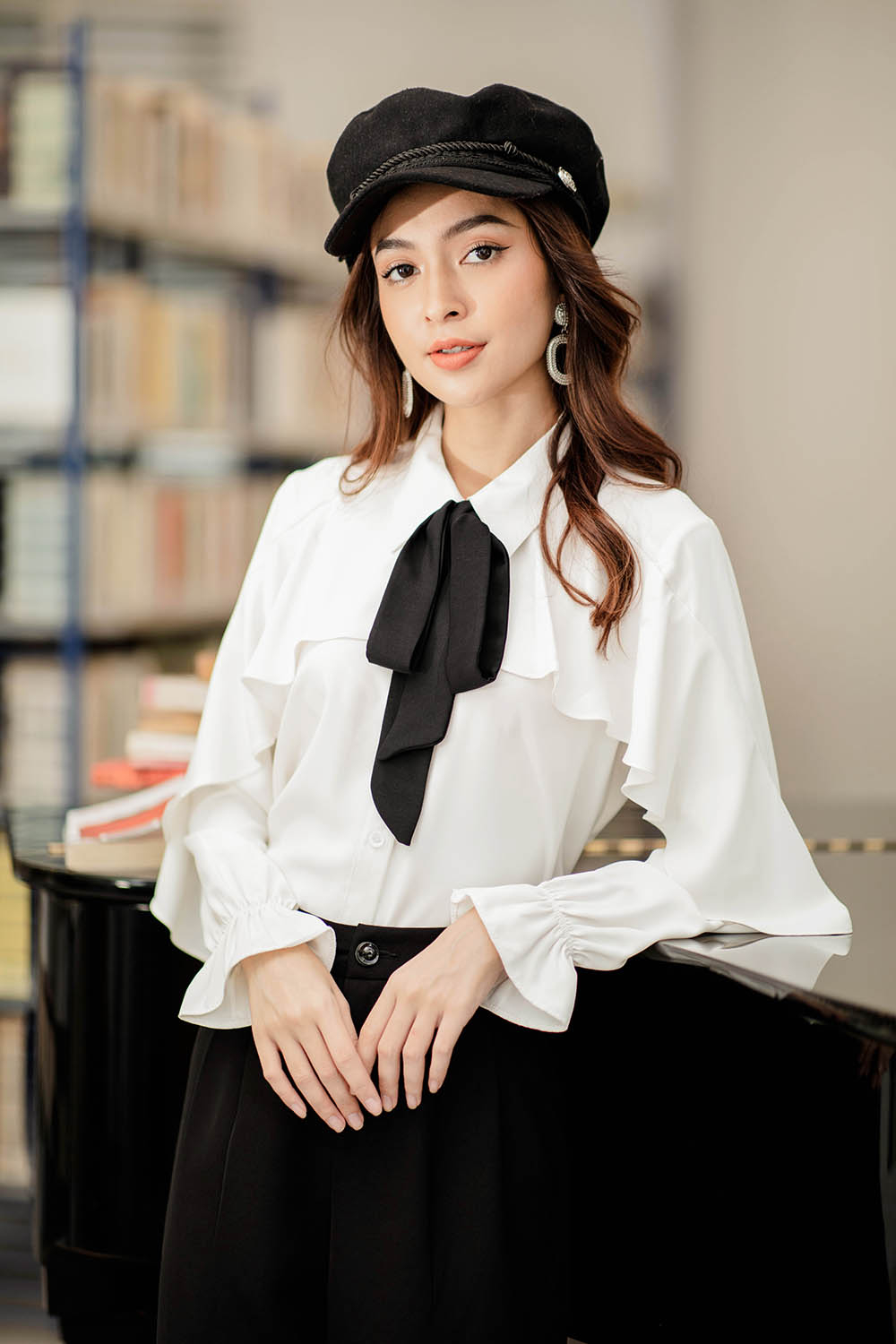 Quần tây suông rộng màu đen 