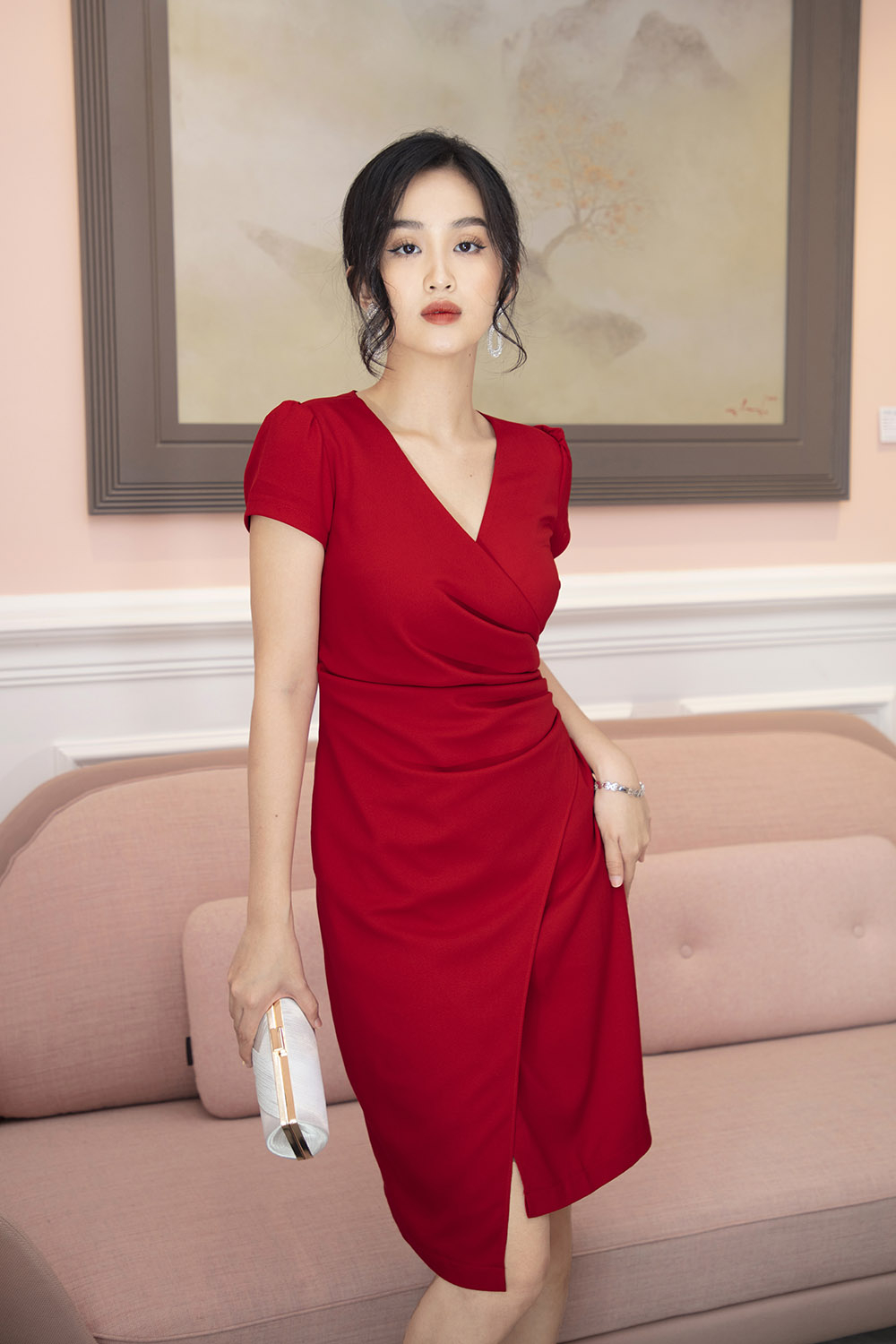 Đầm ôm body nhấn eo tùng váy đắp xéo KK101-28