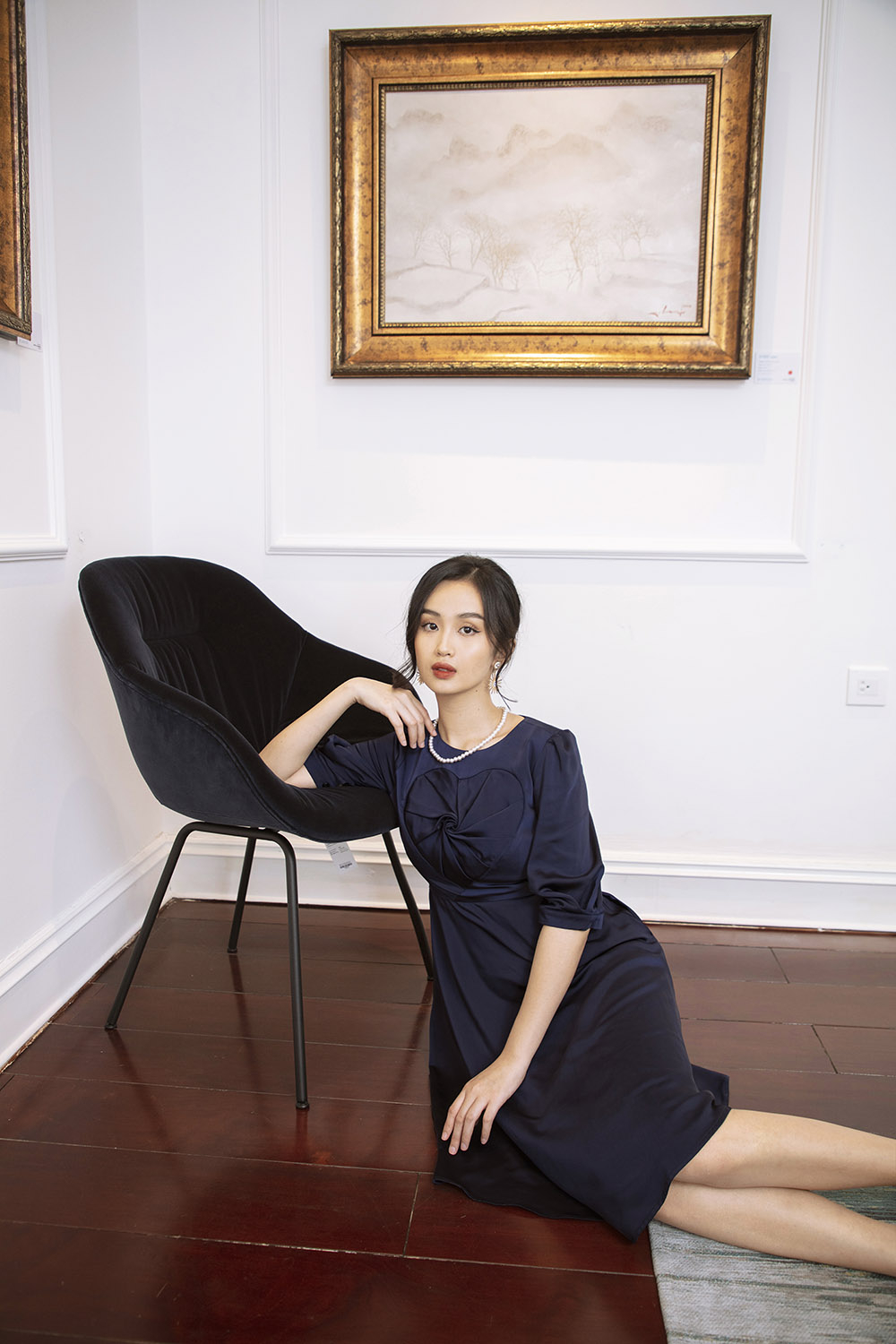 Đầm xòe đơn sắc tay lỡ 