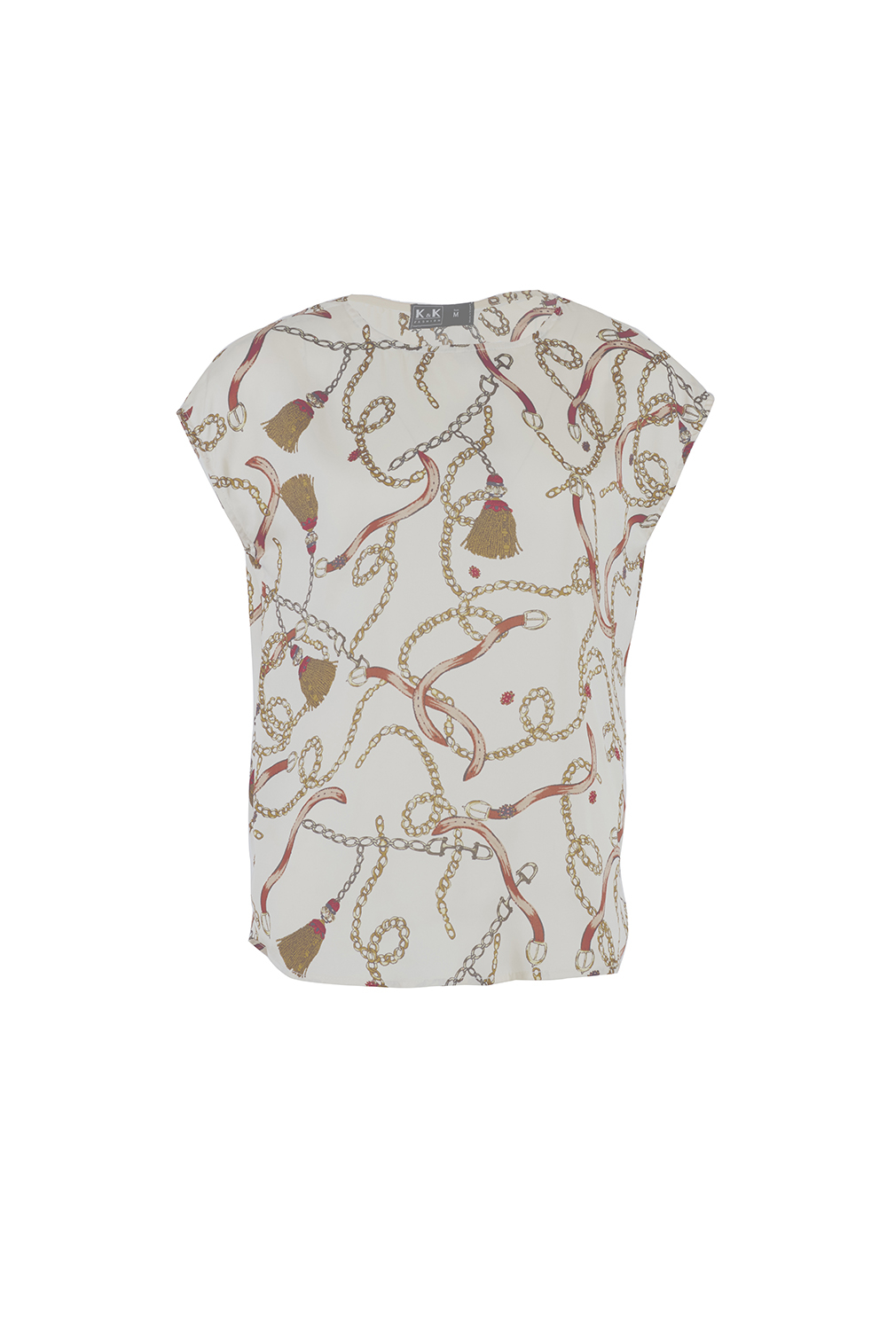 Áo lụa họa tiết tay ngắn 