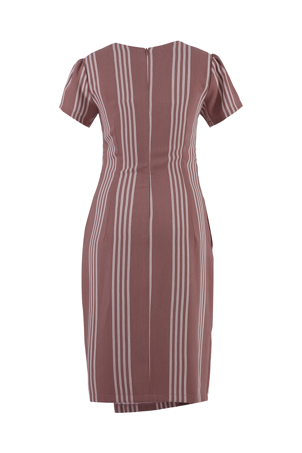 Đầm chữ A phối kẻ sọc cổ V 