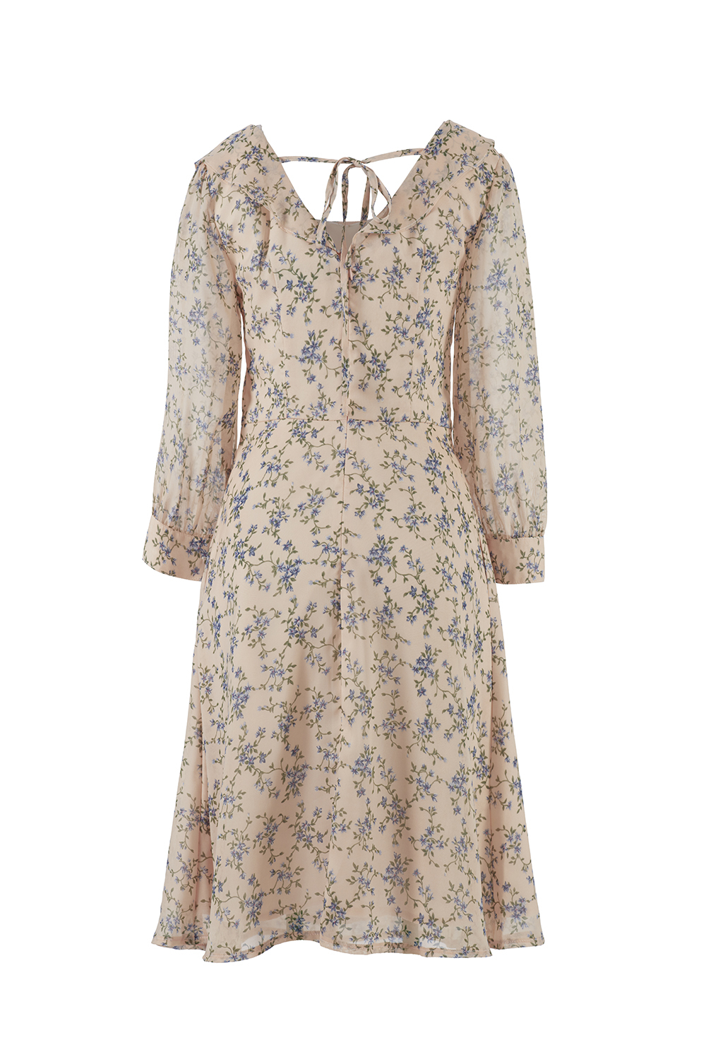 Đầm chữ A họa tiết hoa cổ vuông 