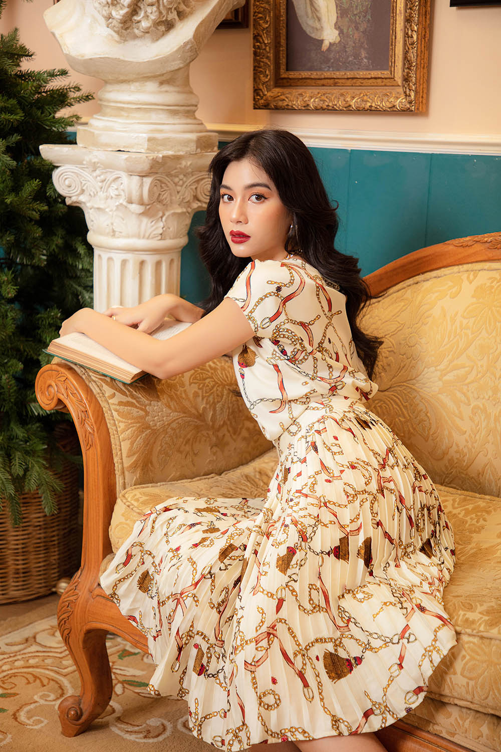 Áo lụa họa tiết tay ngắn ASM05-12