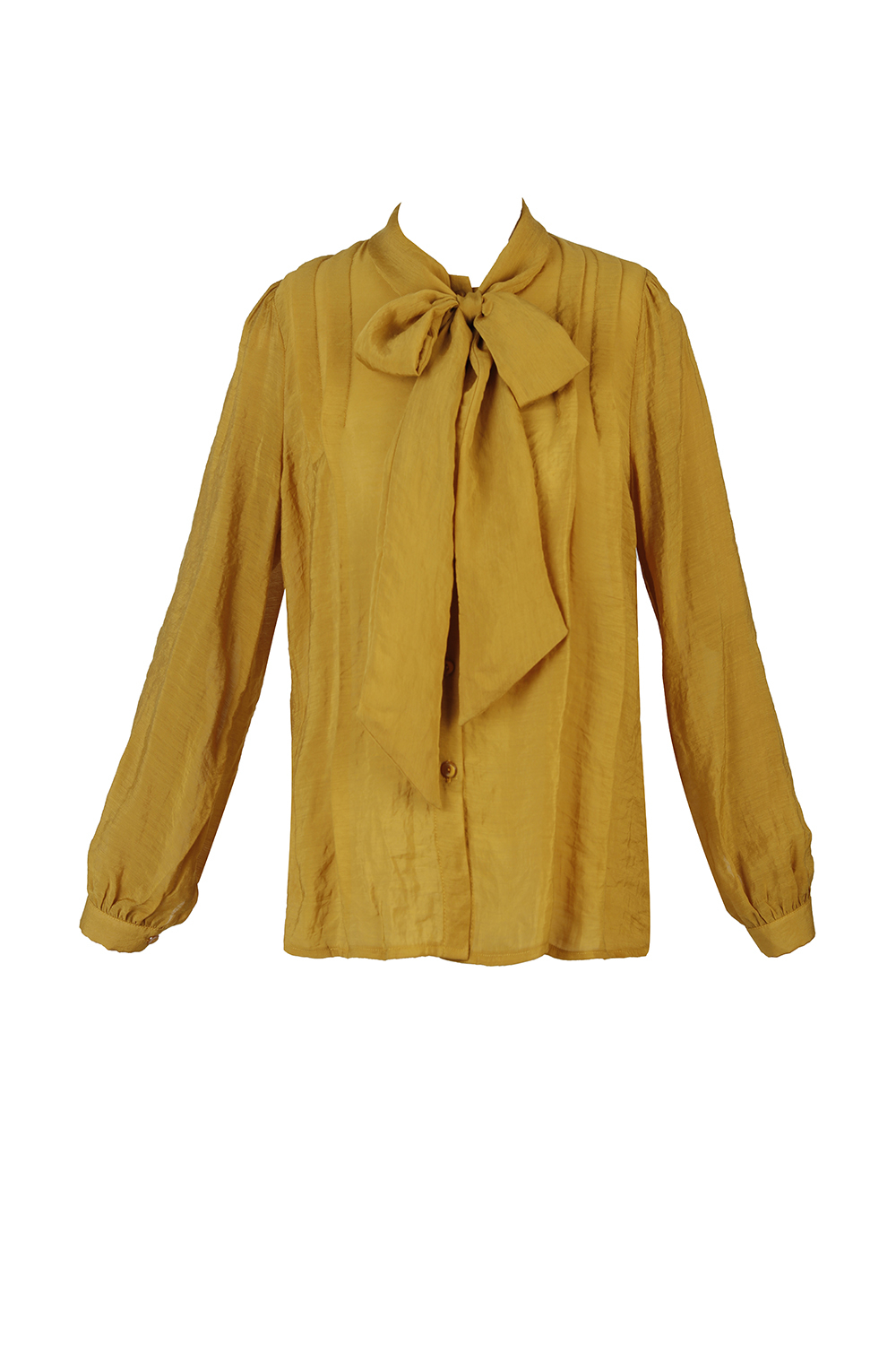 Áo sơ mi tay dài cổ thắt nơ 