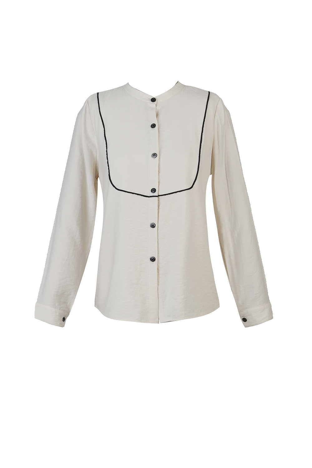 Áo sơ mi tay dài viền đen 