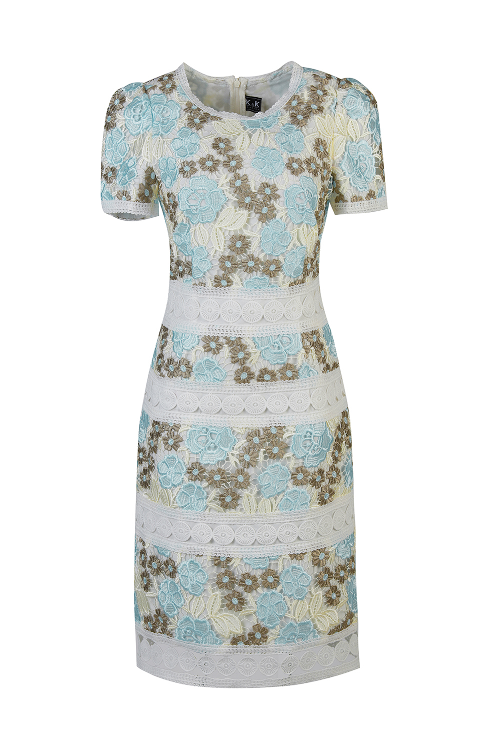 Đầm ren hoa tay ngắn 