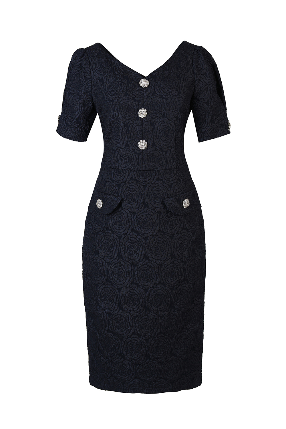 Đầm liền chữ A phối nút 