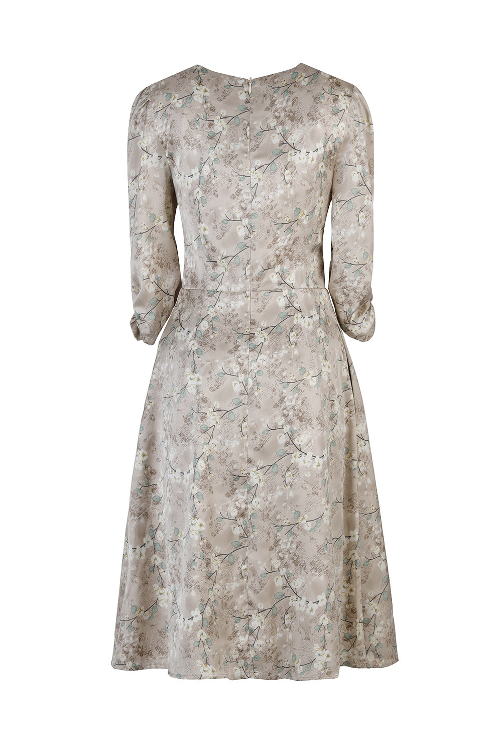 Đầm chữ A họa tiết hoa phối nơ eo 