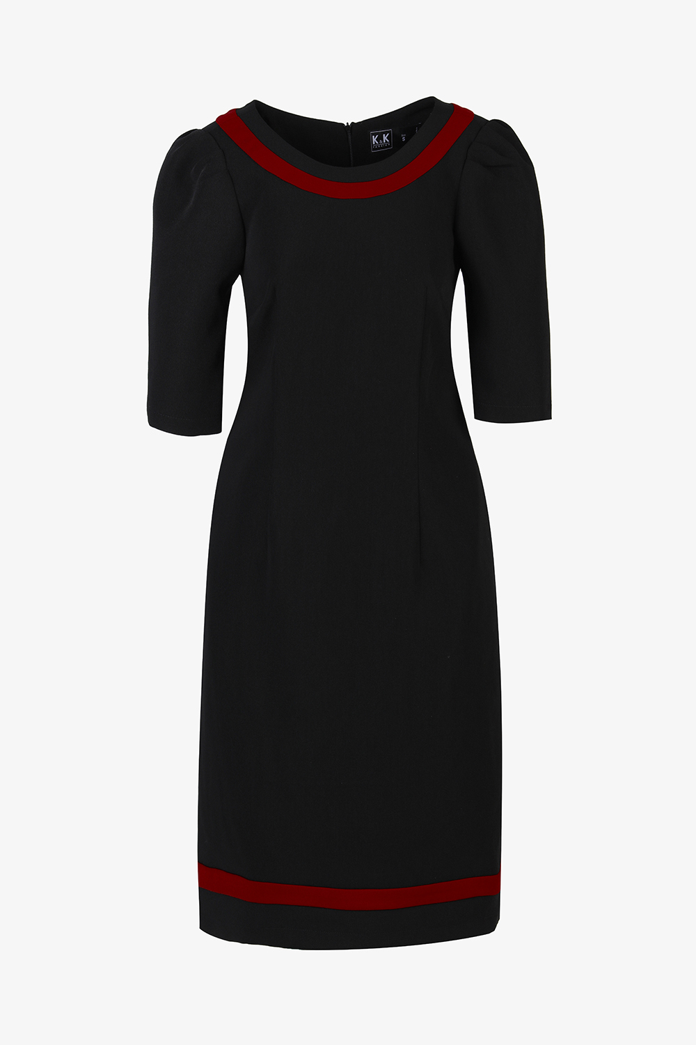 Đầm đen viền đỏ form chữ A 