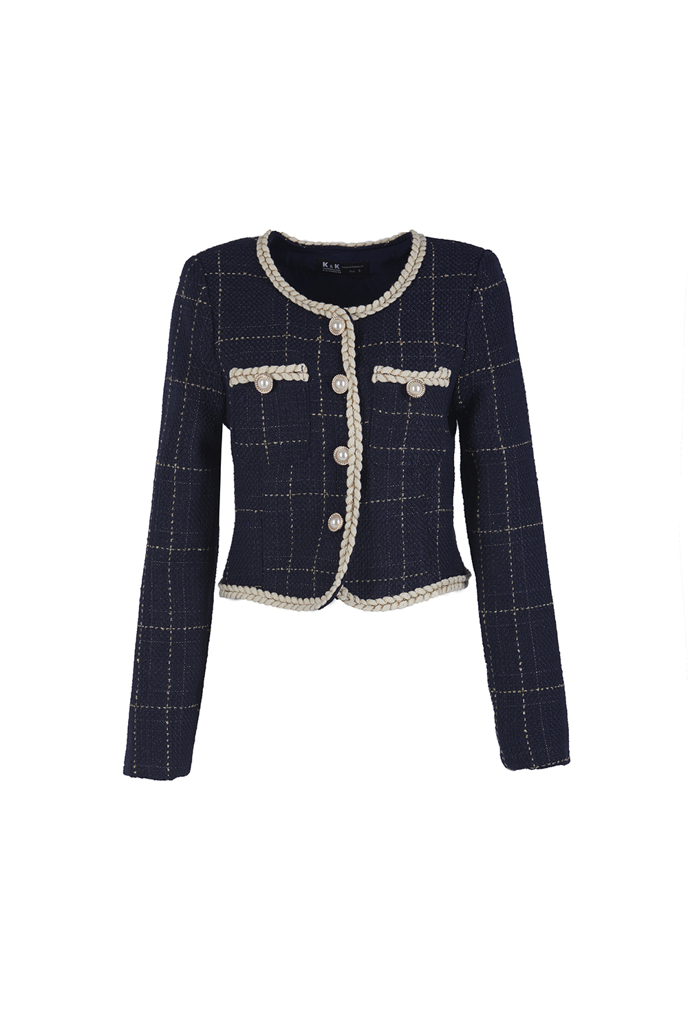 Áo khoác lửng đính nút tay dài 