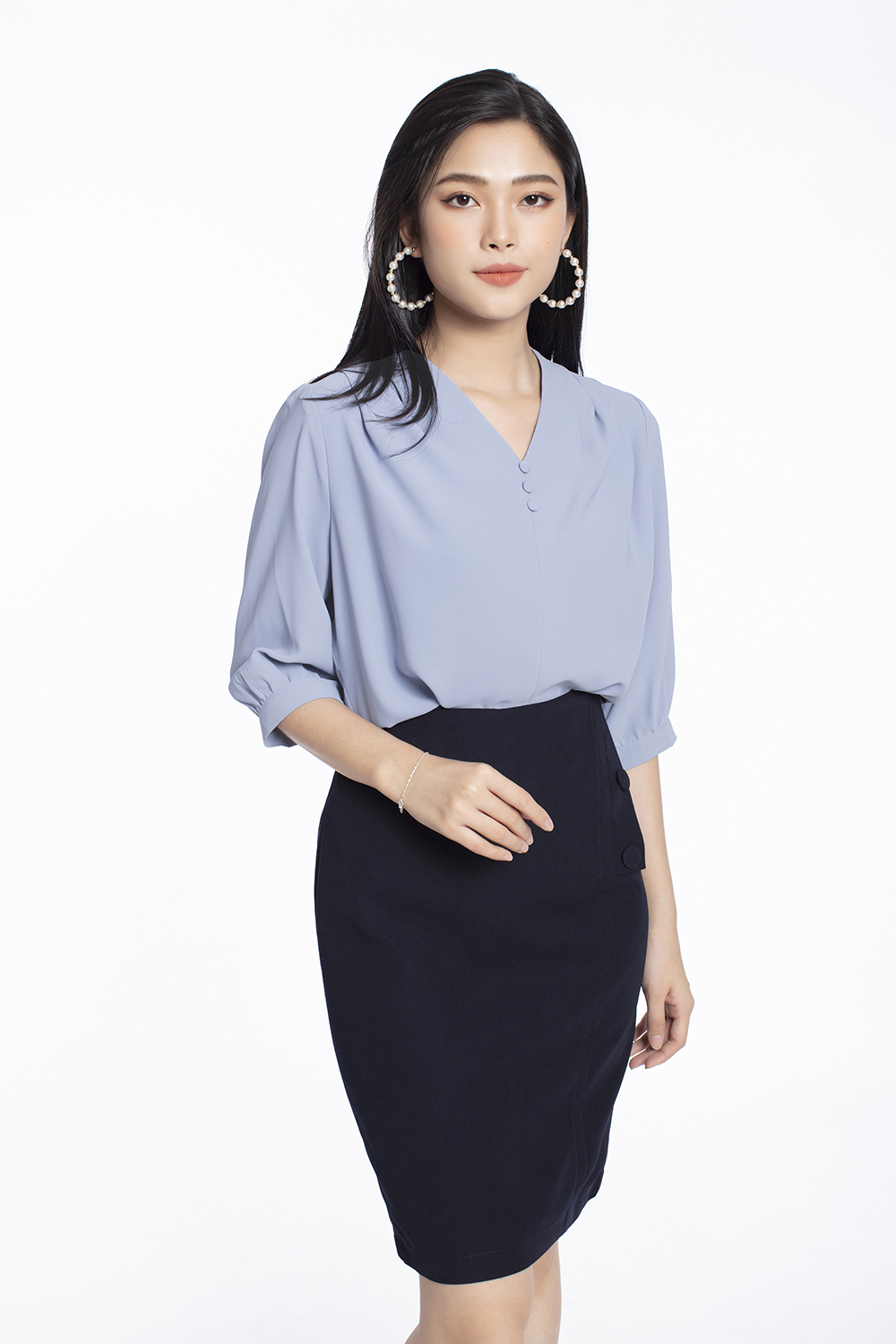 Áo sơ mi công sở nữ tay lỡ 