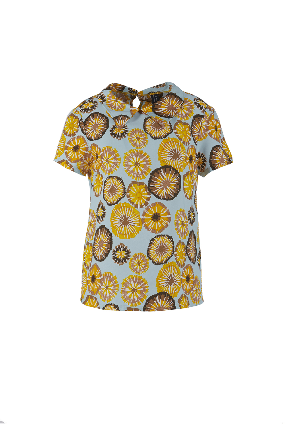 Áo kiểu cổ sen họa tiết tươi sáng 