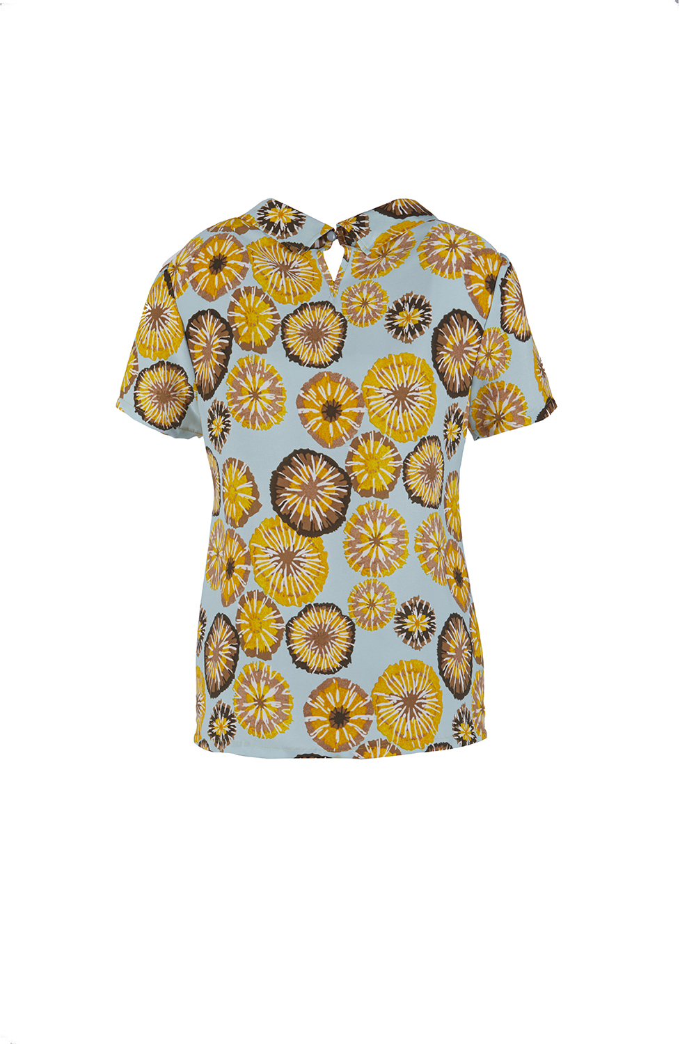 Áo kiểu cổ sen họa tiết tươi sáng 