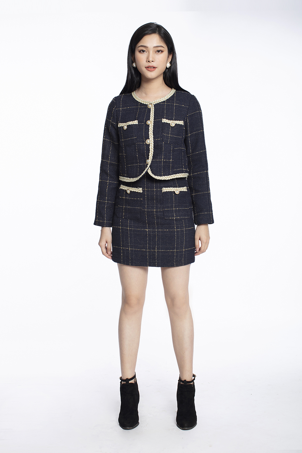 Chân váy ngắn phối 2 túi 