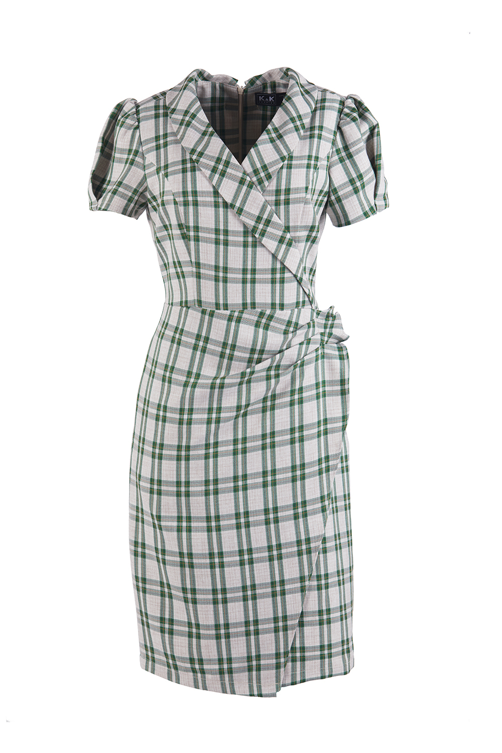 Đầm caro dáng chữ A cổ đan-tông 