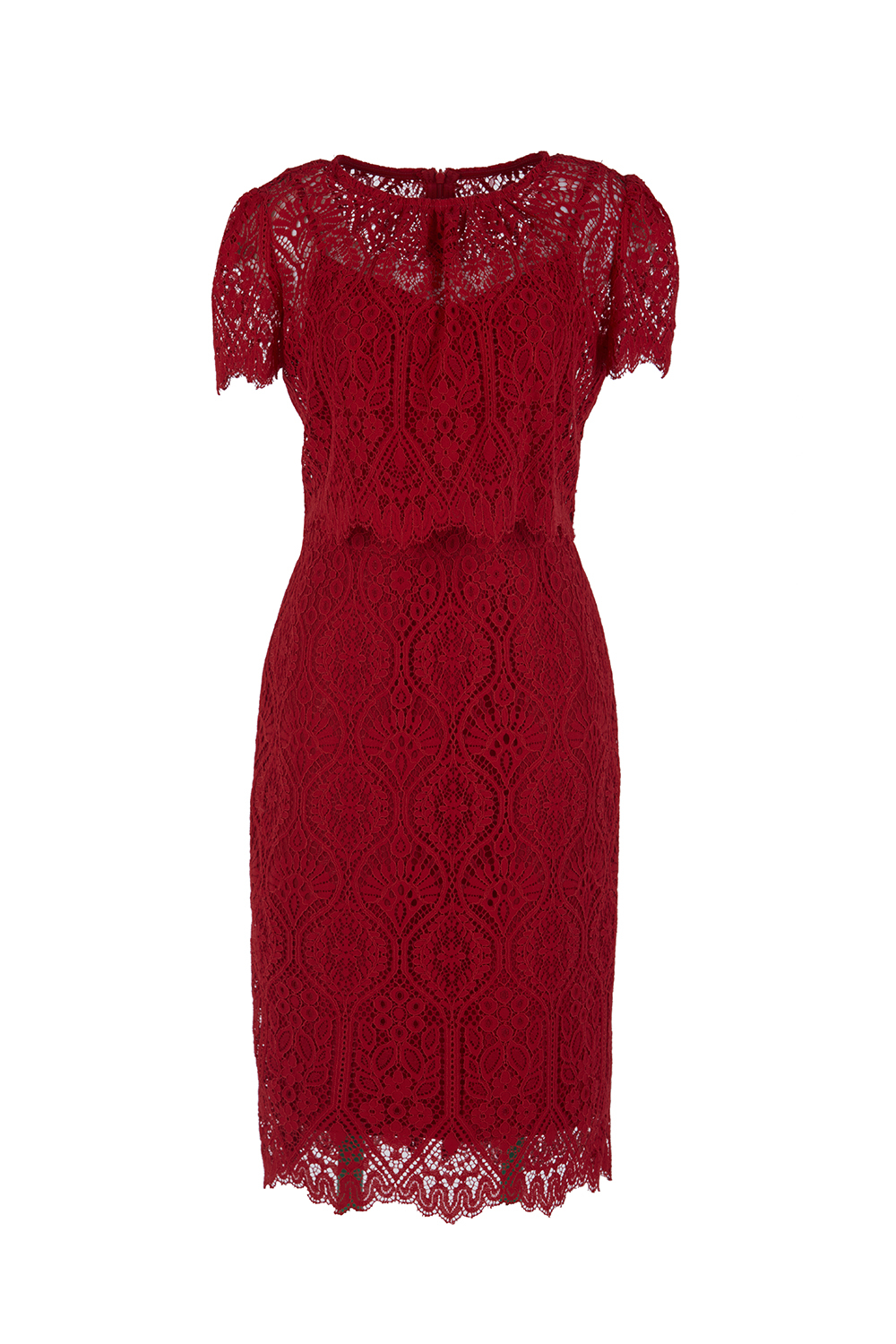 Đầm ren đỏ ôm body tay ngắn 