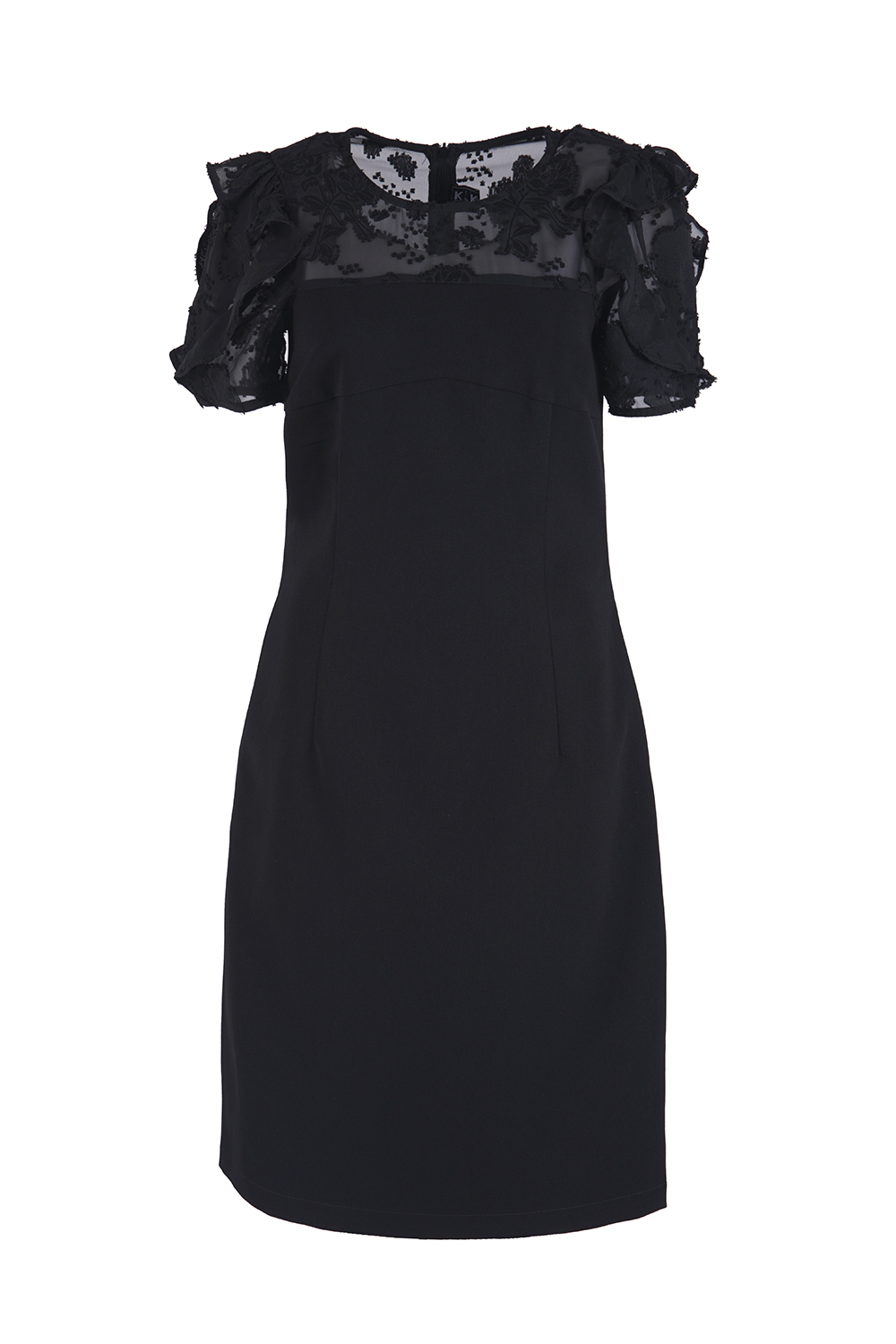 Đầm đen dáng chữ A phối voan cóc 