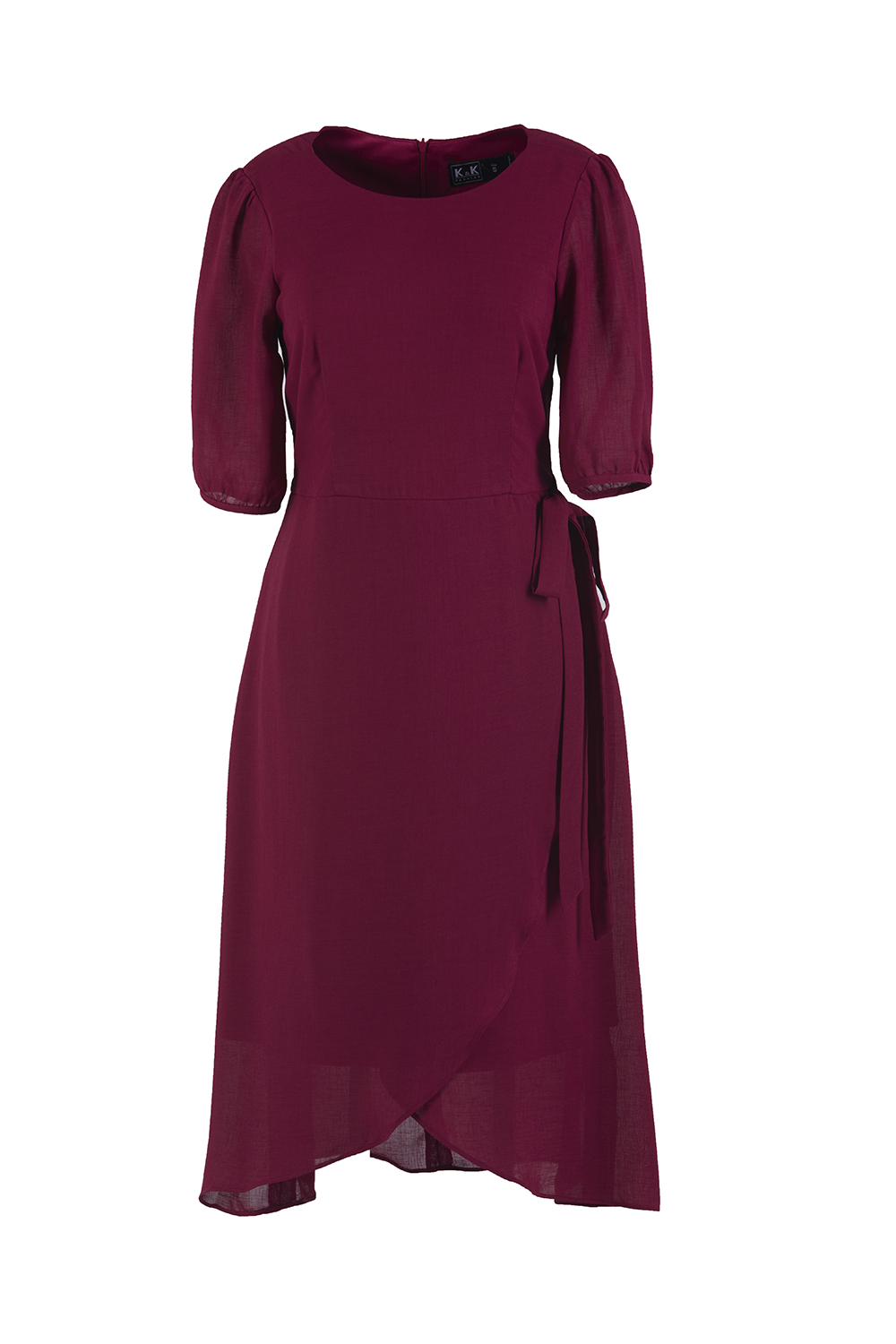 Đầm chữ A tùng váy đắp xéo phối nơ eo 