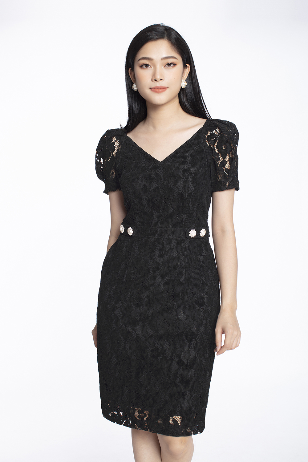 Đầm ren dáng xòe tay con KK102-18 | Thời trang công sở K&K Fashion
