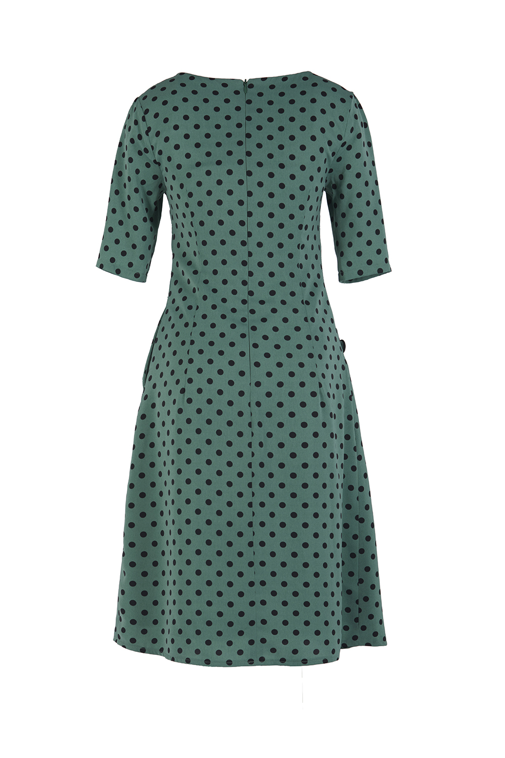 Đầm chấm bi dáng chữ A phối nút 