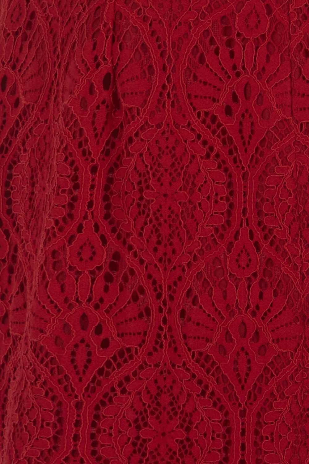 Đầm ren đỏ ôm body tay ngắn 