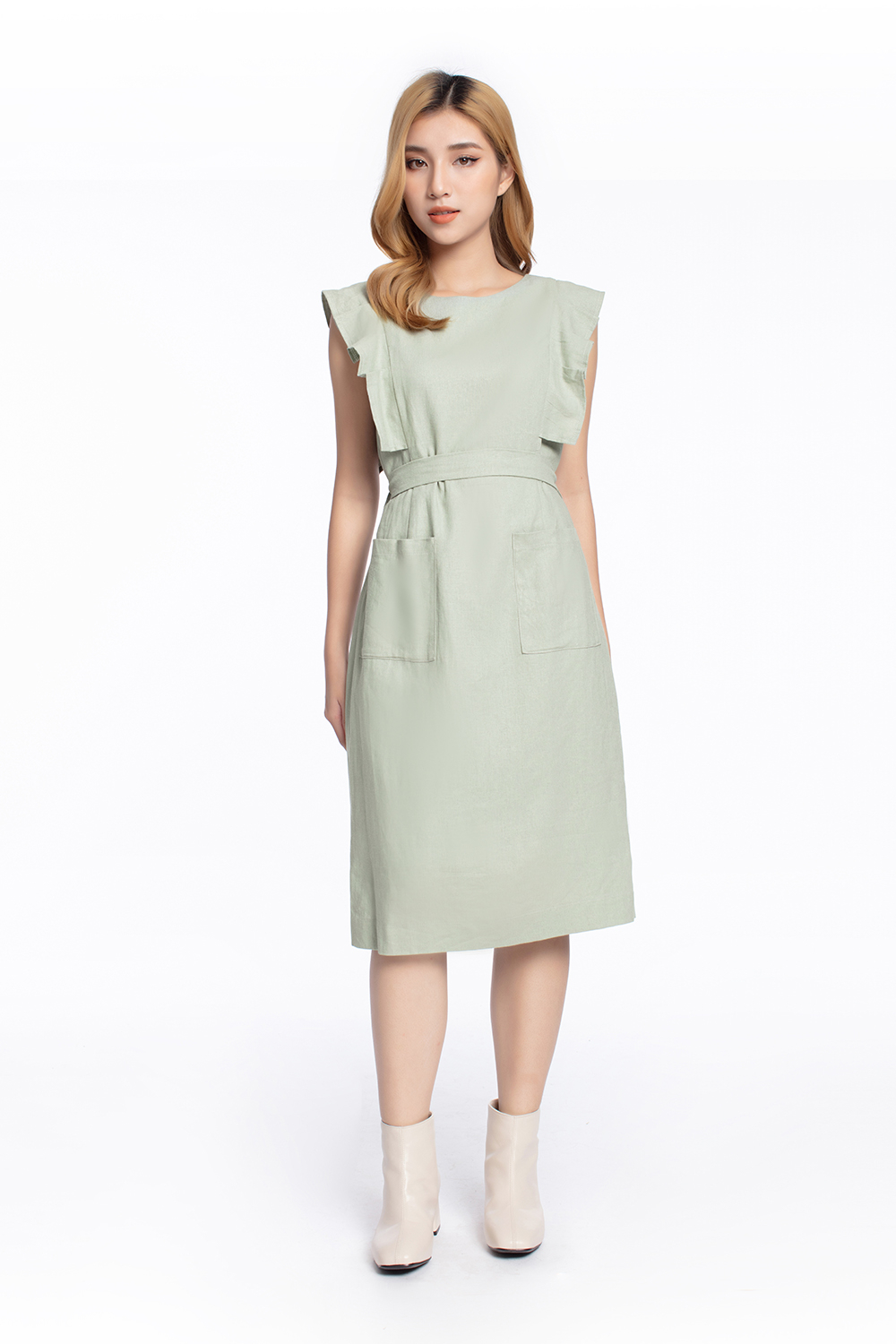 Đầm chữ A nhấn eo có túi 