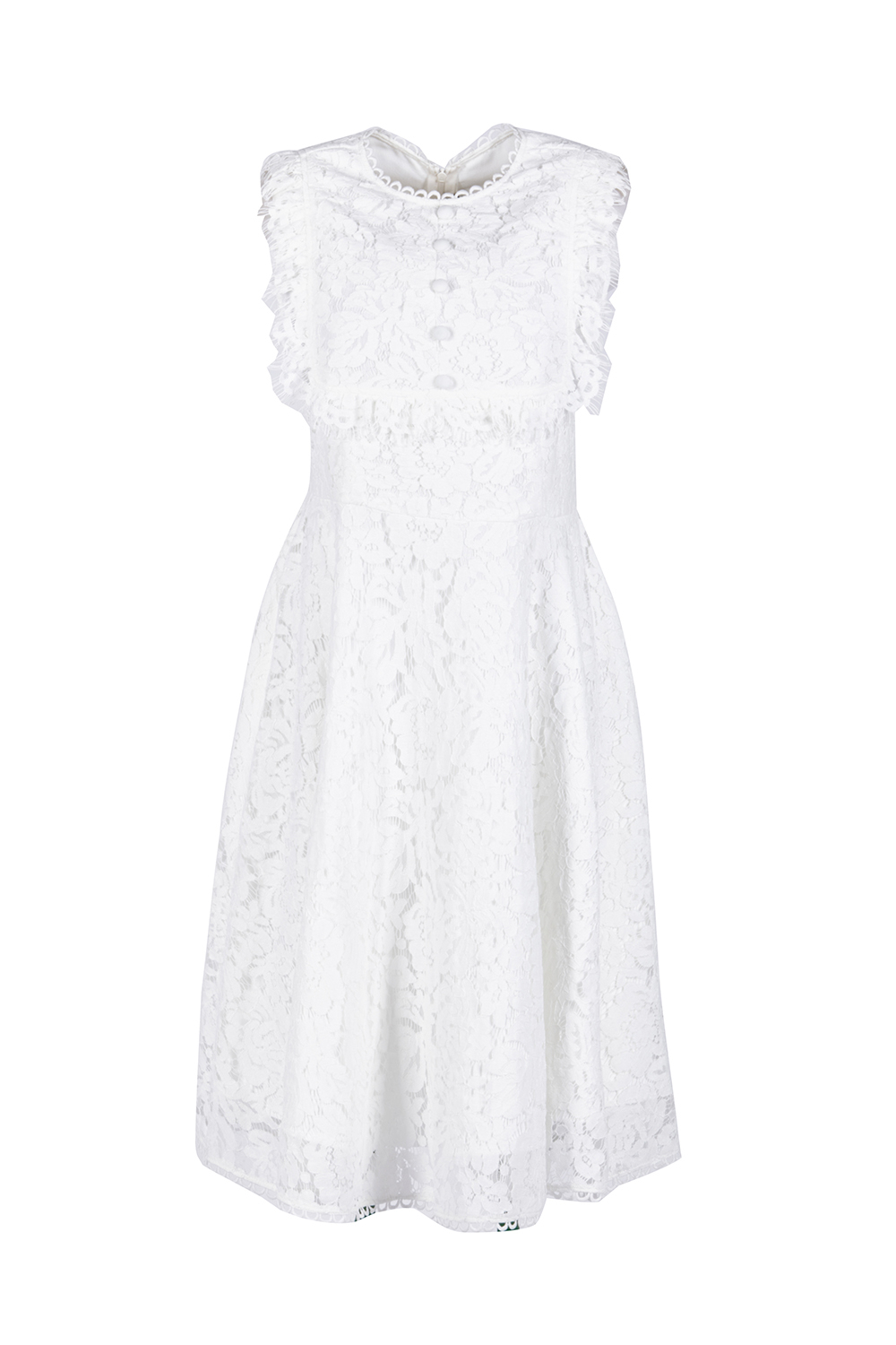 Đầm xòe ren sát nách phối nút 