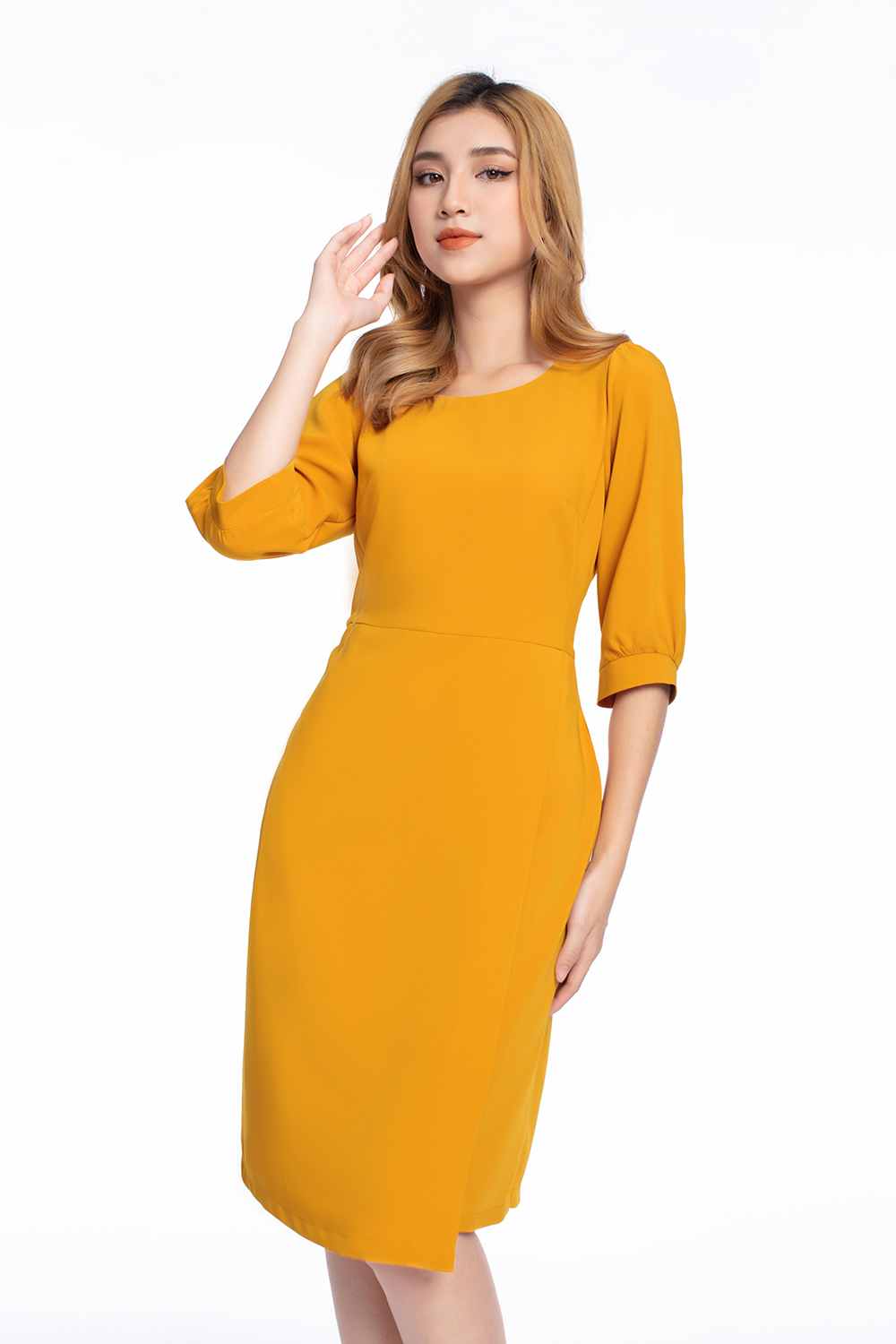 Đầm chữ A tay lỡ tùng đắp chéo 